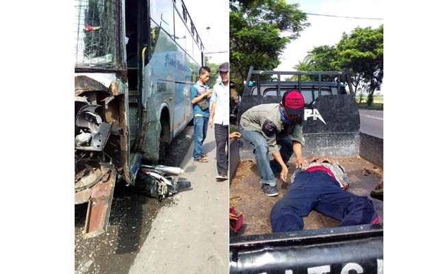 Bus Terjang Motor dan Pejalan Kaki, Dua Kritis