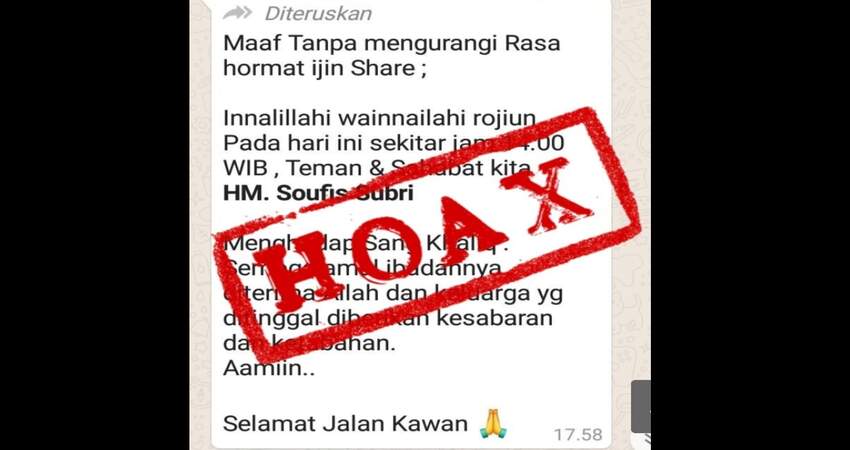 Capture pesan hoax yang disebar orang tak bertanggung jawab.